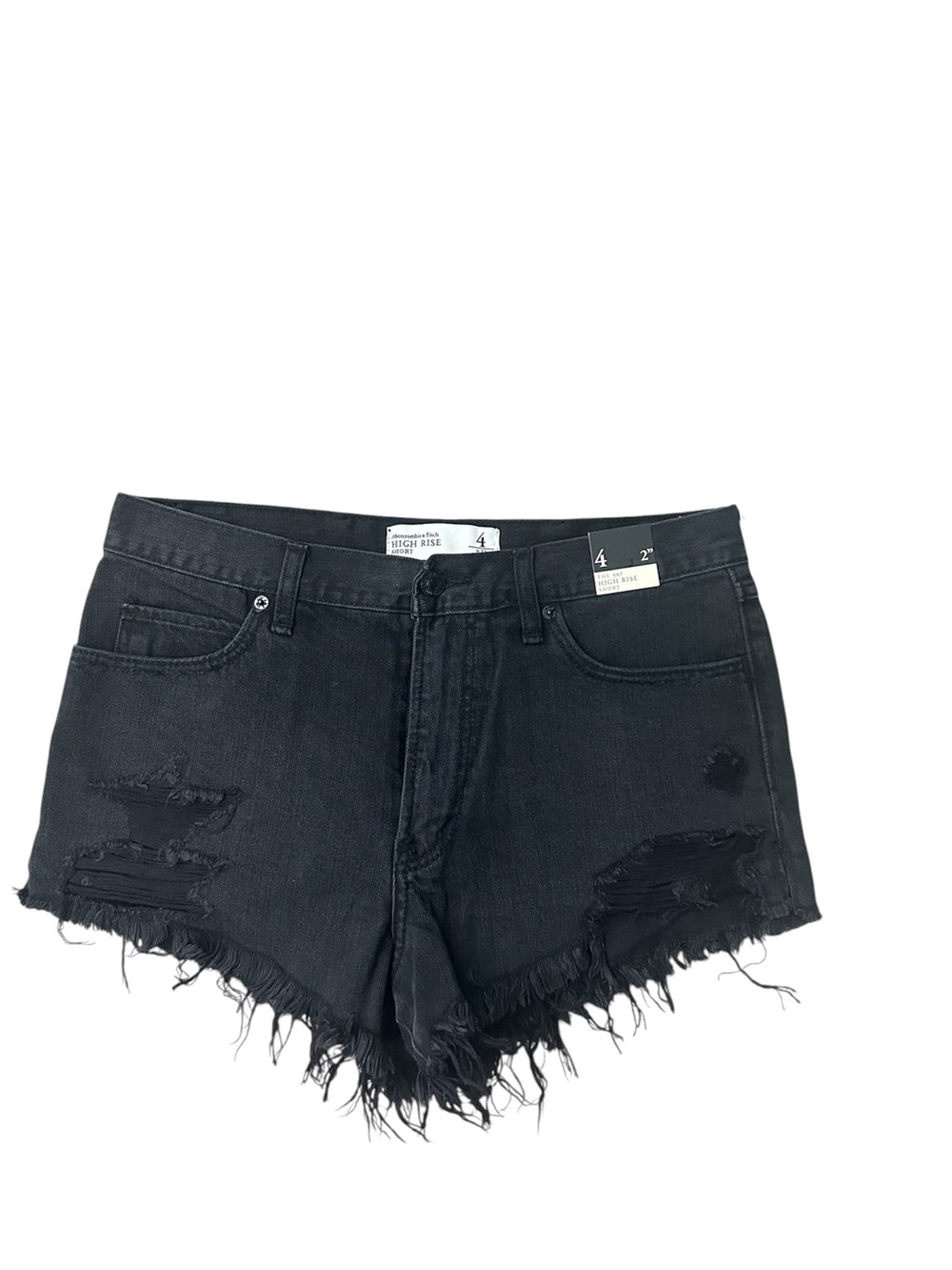 Abercrombie & Fitch Black Distressed High-Rise Denim Shorts Size 4 W 27